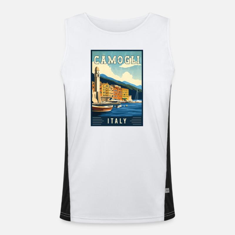 Explore Charming Camogli in Italy Men's Functional Contrast Tank Top 