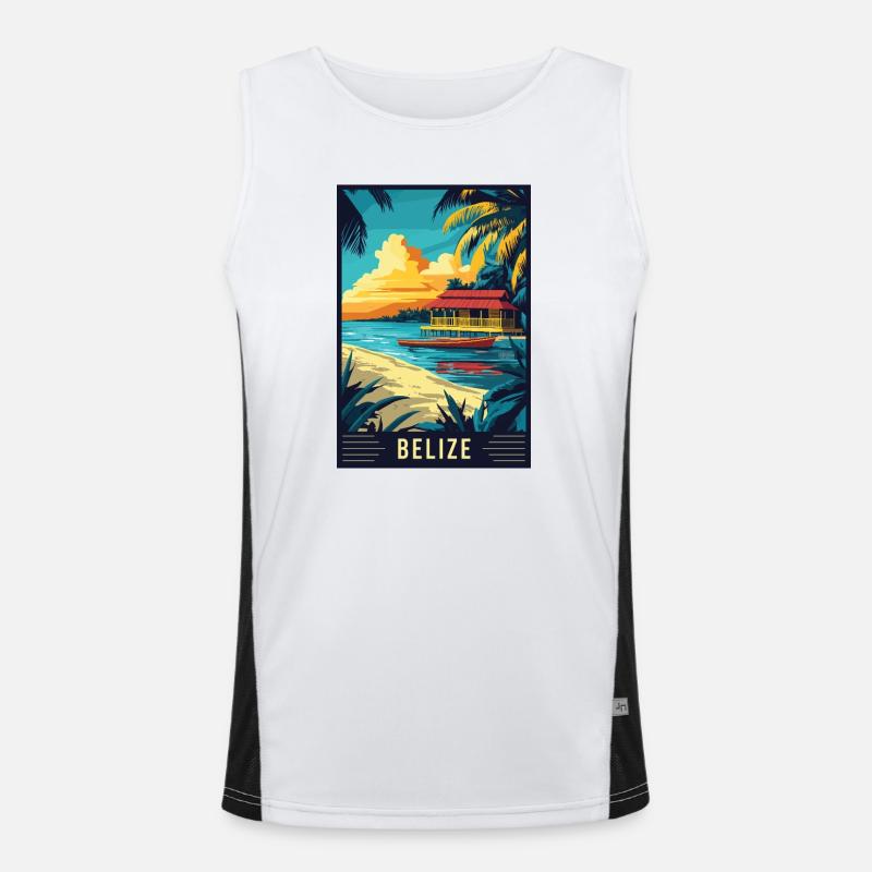 Entdecken Sie das tropische Paradies von Belize Funktionelles Kontrast-Tank Top für Männer 
