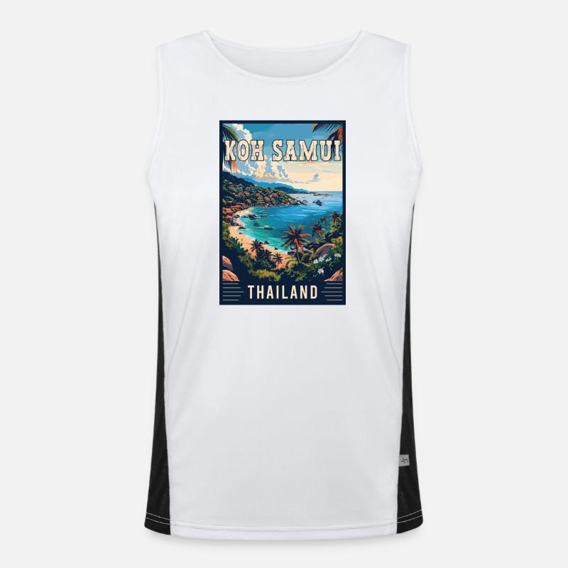 Explore Paradise in Koh Samui in Thailand Men's Functional Contrast Tank Top 