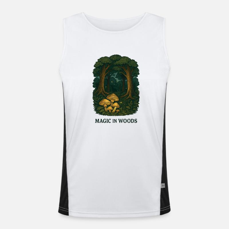Magic in the forest with mushrooms Men's Functional Contrast Tank Top 