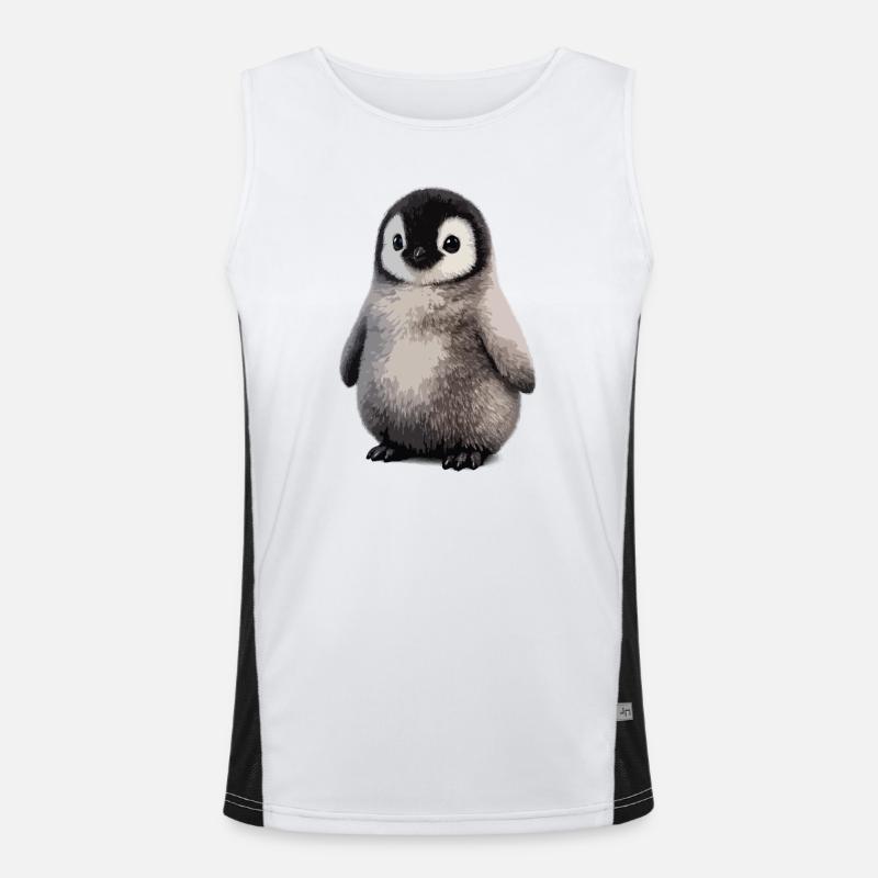 Soft Penguin Chick Illustration Men's Functional Contrast Tank Top 