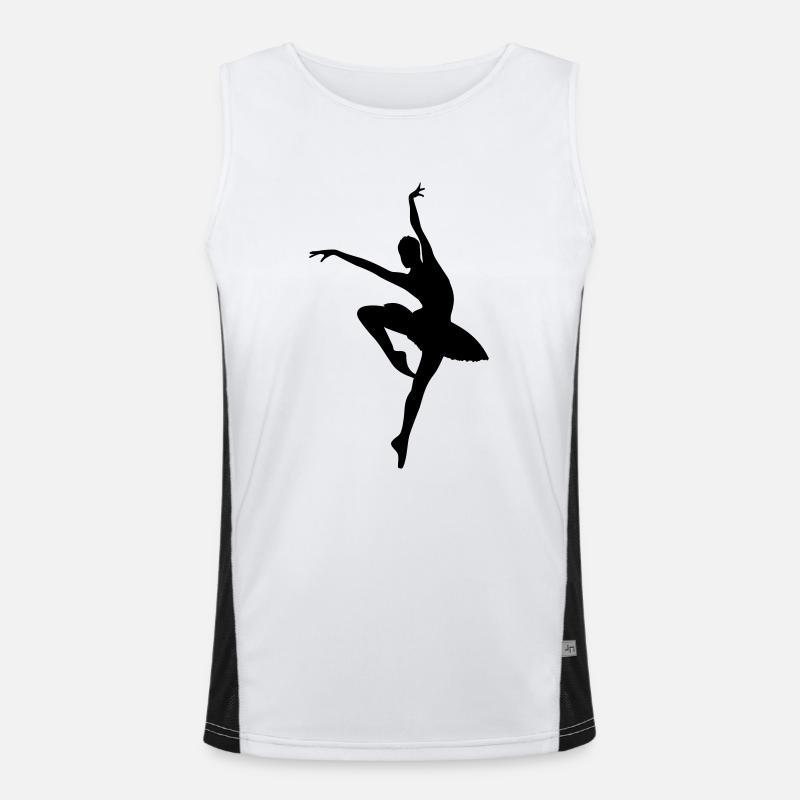 Vector Ballet dancer Silhouette - Men's Functional Contrast Tank Top  - white/black