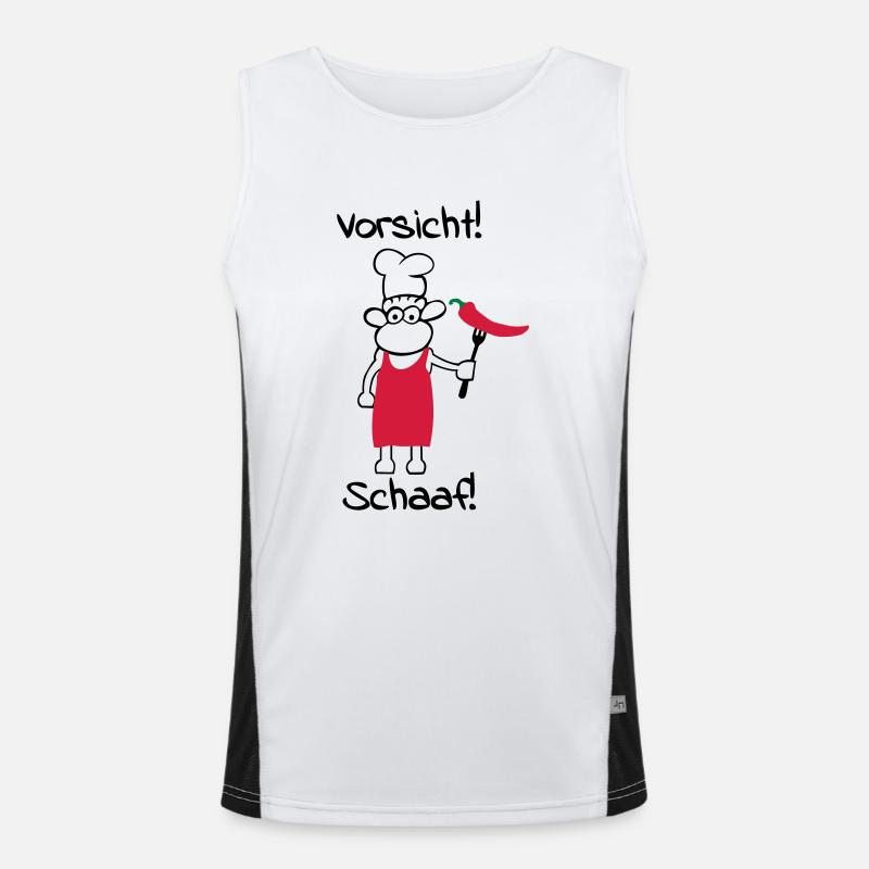 Caution schaaf! - Men's Functional Contrast Tank Top  - white/black