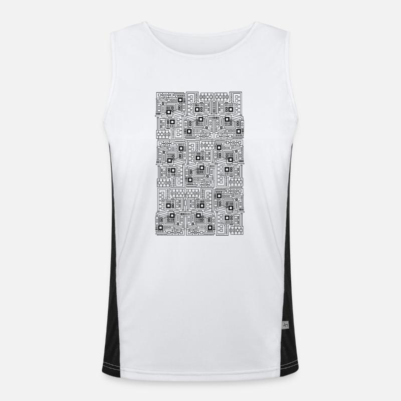 Circuit board CPU motif technology pattern computer gift Men's Functional Contrast Tank Top 