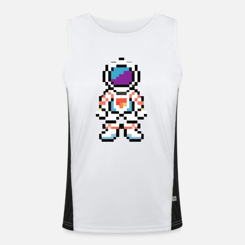 Astronaut pixelated space gift idea - Men's Functional Contrast Tank Top  - white/black