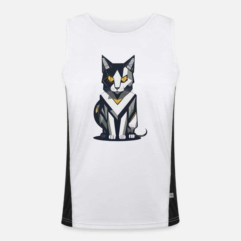 Minimalist Cat Men's Functional Contrast Tank Top 