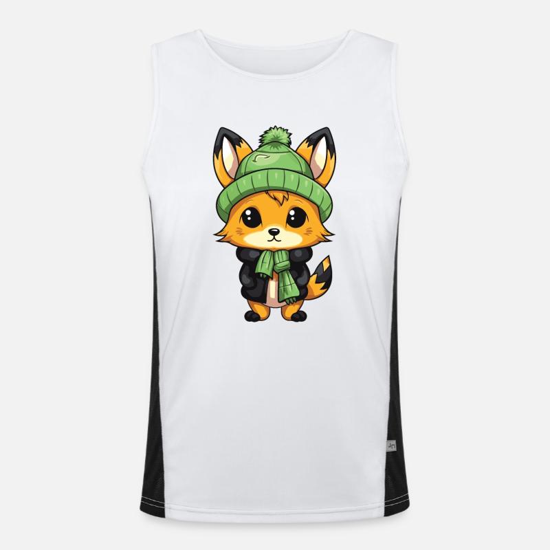 Fuchs Winter Comic Funktionelles Kontrast-Tank Top für Männer 
