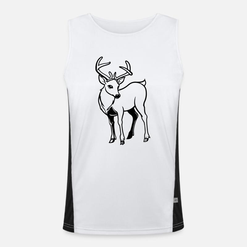Deer Deer Comic - Men's Functional Contrast Tank Top  - white/black