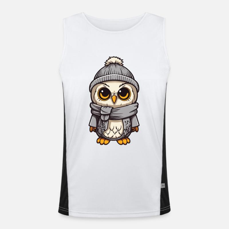 Eule Winter Cozy Comic Mütze Funktionelles Kontrast-Tank Top für Männer 