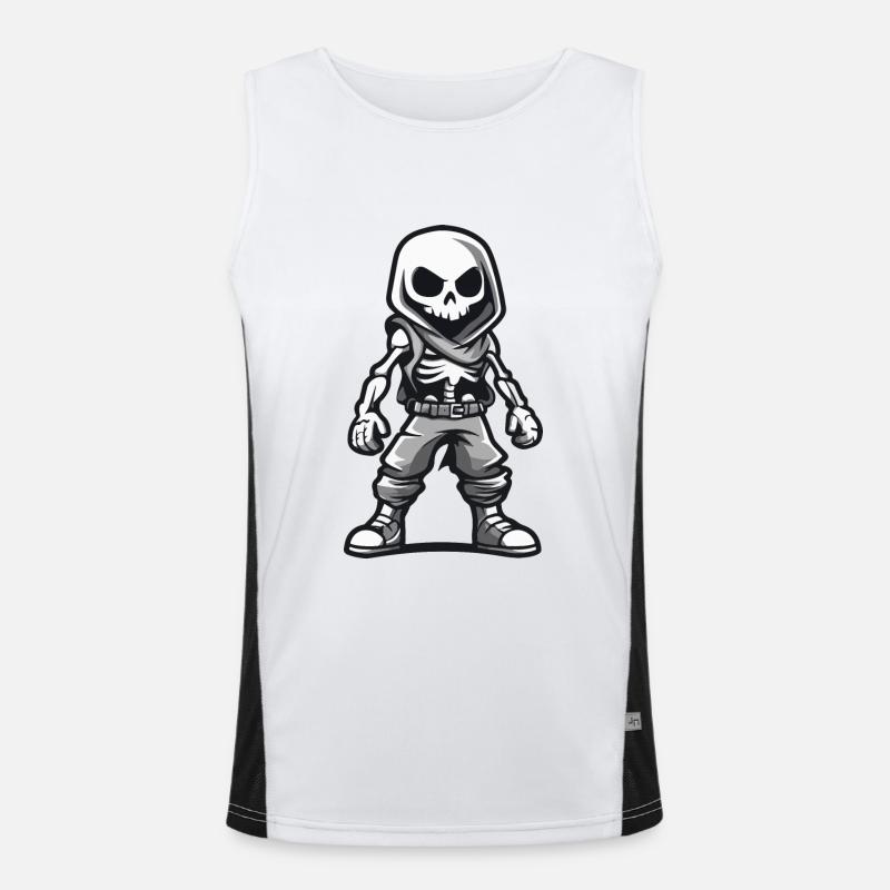 Skeleton Halloween Comic - Men's Functional Contrast Tank Top  - white/black