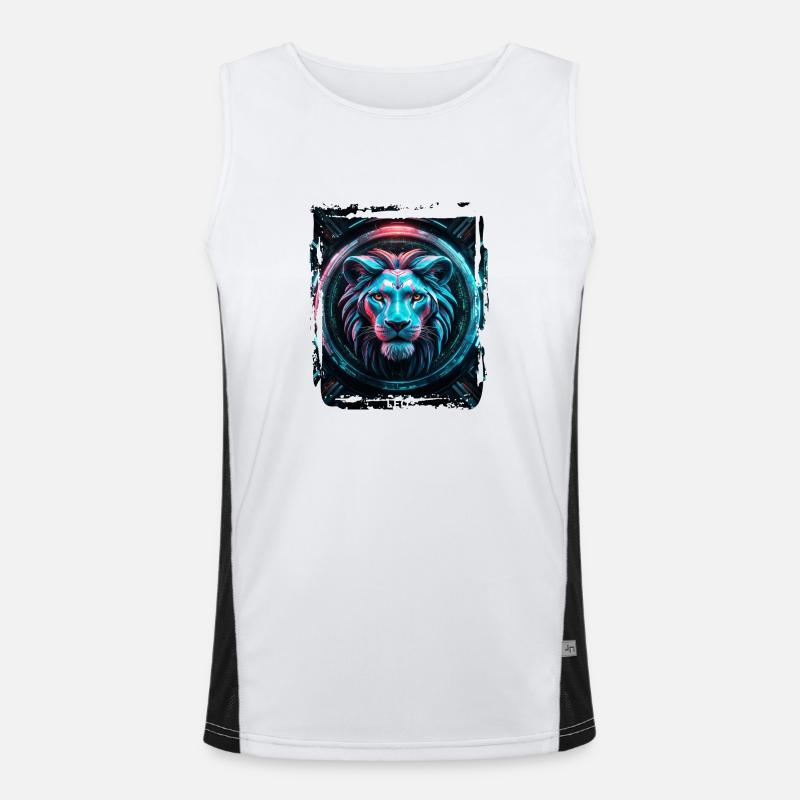 Sternzeichen Löwe in der Cyberpunk-Ära Zukunft Funktionelles Kontrast-Tank Top für Männer 