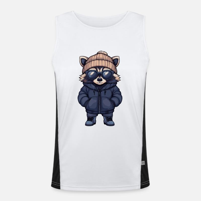 Waschbär Cool Comic Funktionelles Kontrast-Tank Top für Männer 