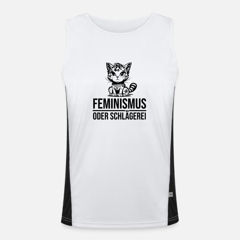 Feminismus oder Schlägerei Funktionelles Kontrast-Tank Top für Männer 