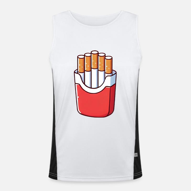 Pommes des Verderbens Zigarette Illustration Funktionelles Kontrast-Tank Top für Männer 