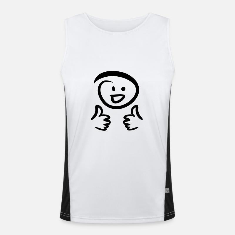 Face laughs, shows two thumbs up. Emoticon. Men's Functional Contrast Tank Top 
