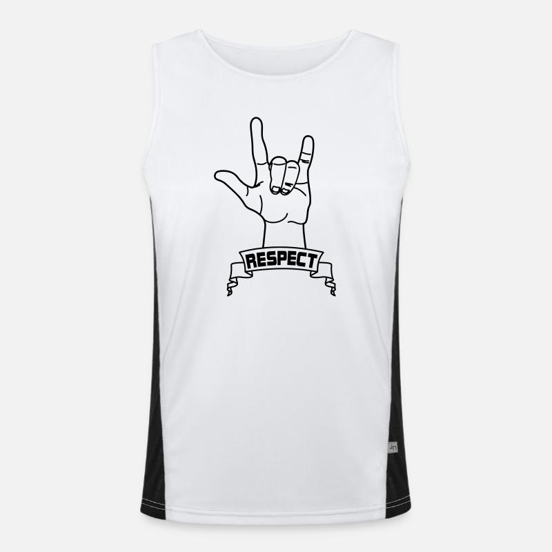Hand gesture respect with text RESPECT - Men's Functional Contrast Tank Top  - white/black