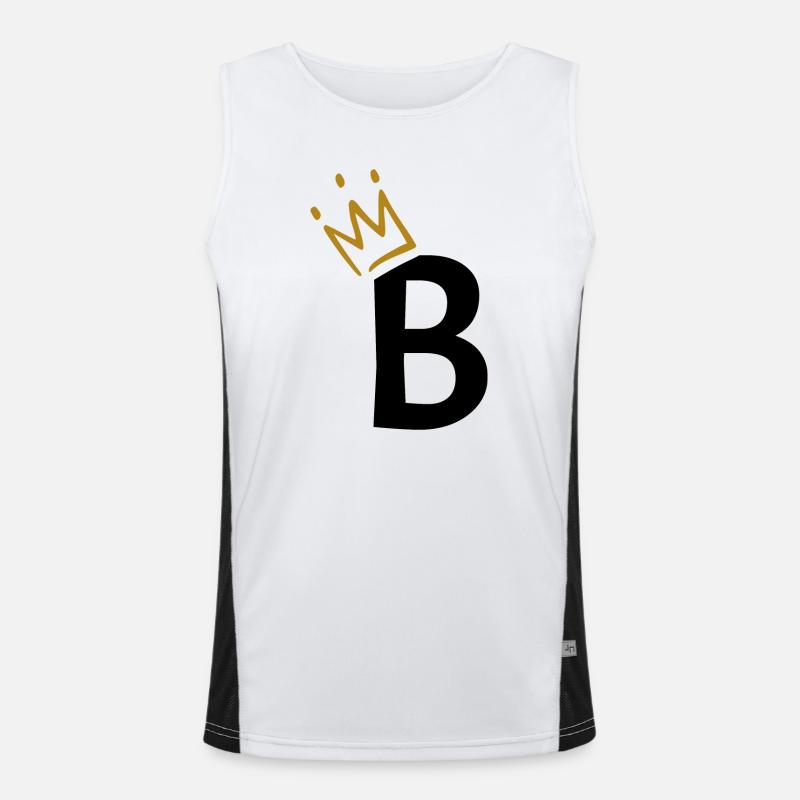 Letter B - initial letter B - Men's Functional Contrast Tank Top  - white/black