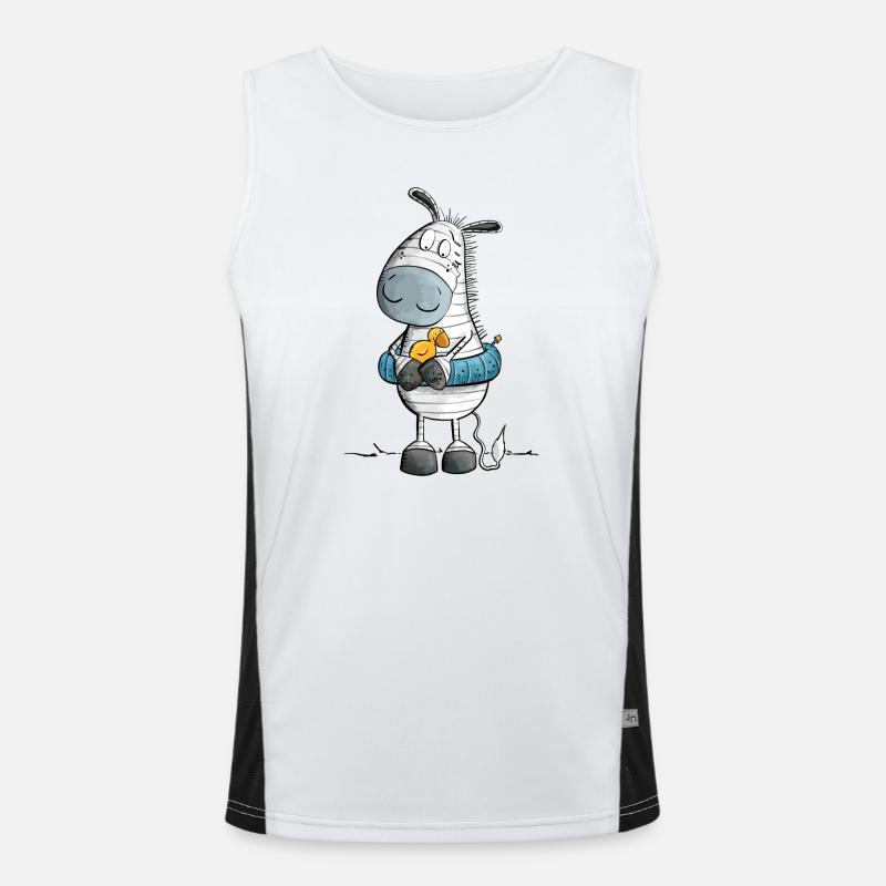 Zebra Summer Beach Float - Men's Functional Contrast Tank Top  - white/black