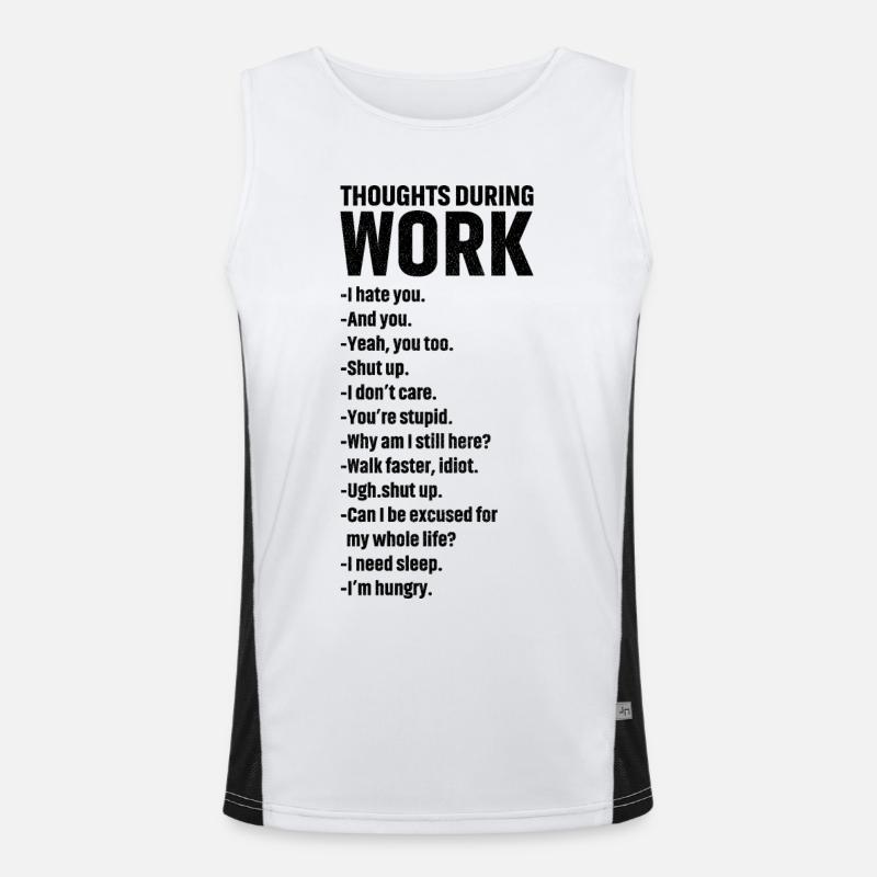 thoughts during work - Men's Functional Contrast Tank Top  - white/black
