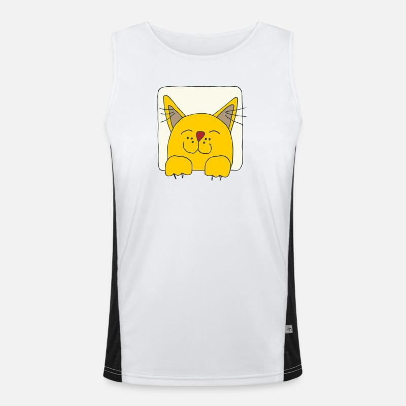 Chat au visage heureux Débardeur respirant contrasté Homme 