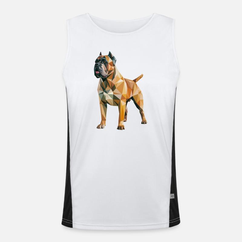 Mastiff - Cool Low Poly  Logo - Men's Functional Contrast Tank Top  - white/black