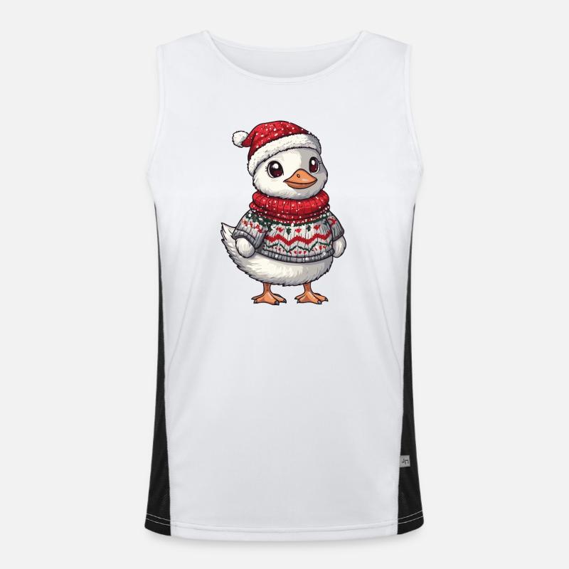 Gans Weihnachten Xmas Funktionelles Kontrast-Tank Top für Männer 