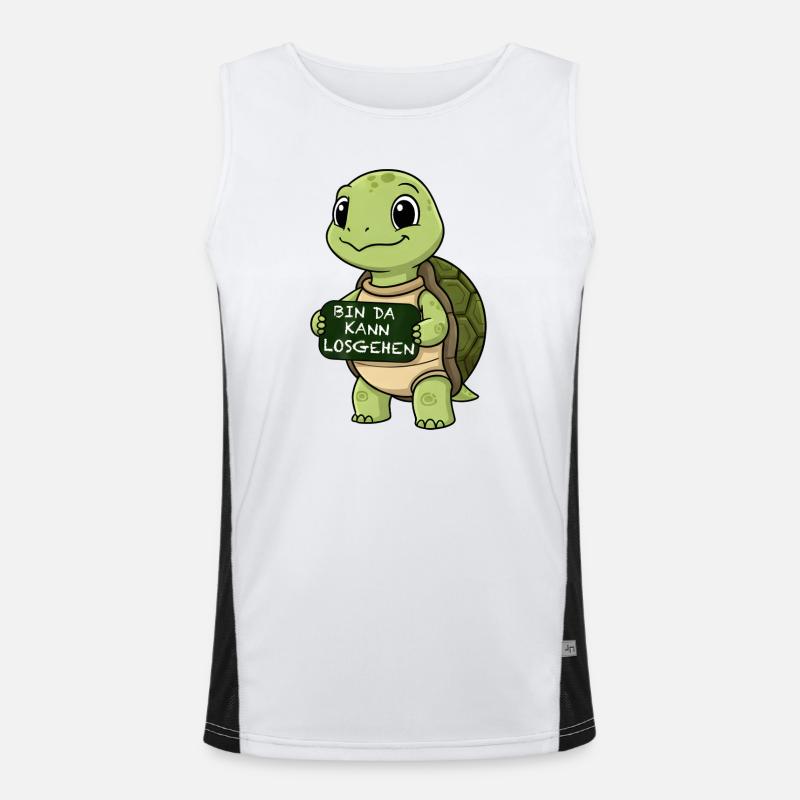 Cute turtle with funny starting phrase Men's Functional Contrast Tank Top 