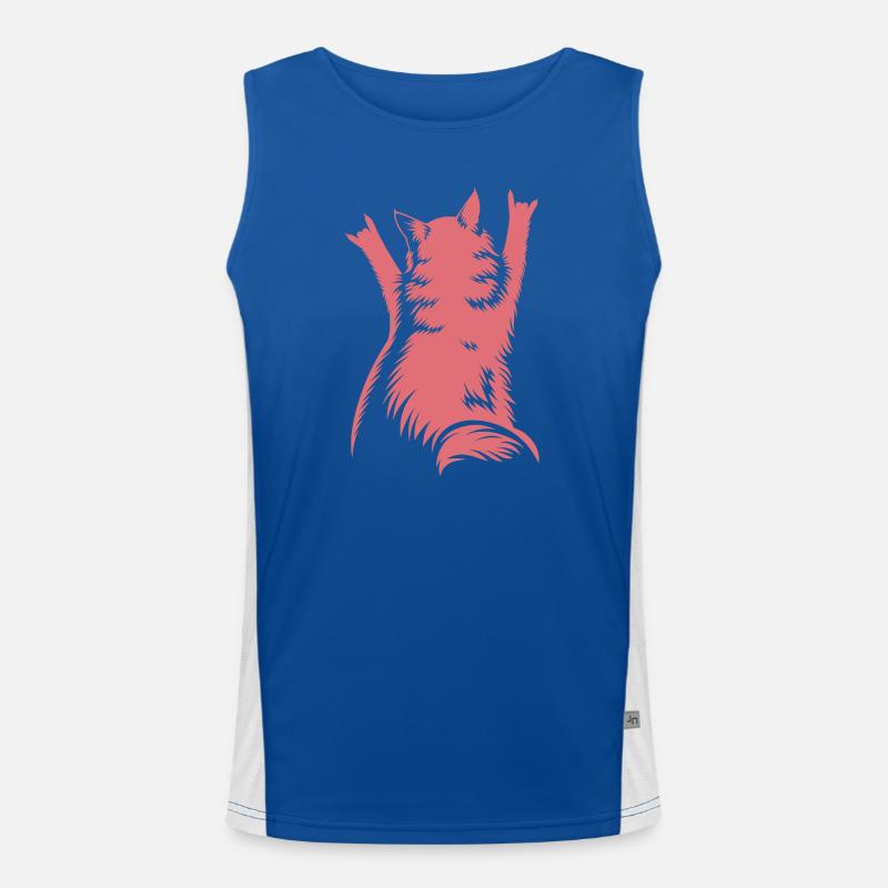 Rock Cat Back View – Devil Horns Men's Functional Contrast Tank Top 