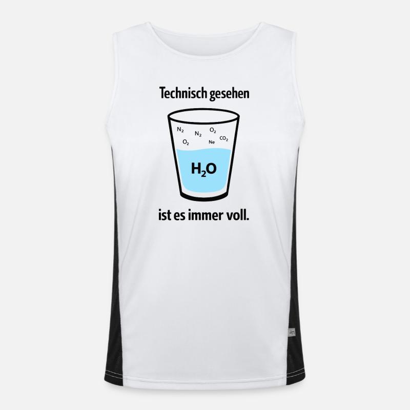 Technisch gesehen ist es immer voll – Nerd Humor Funktionelles Kontrast-Tank Top für Männer 