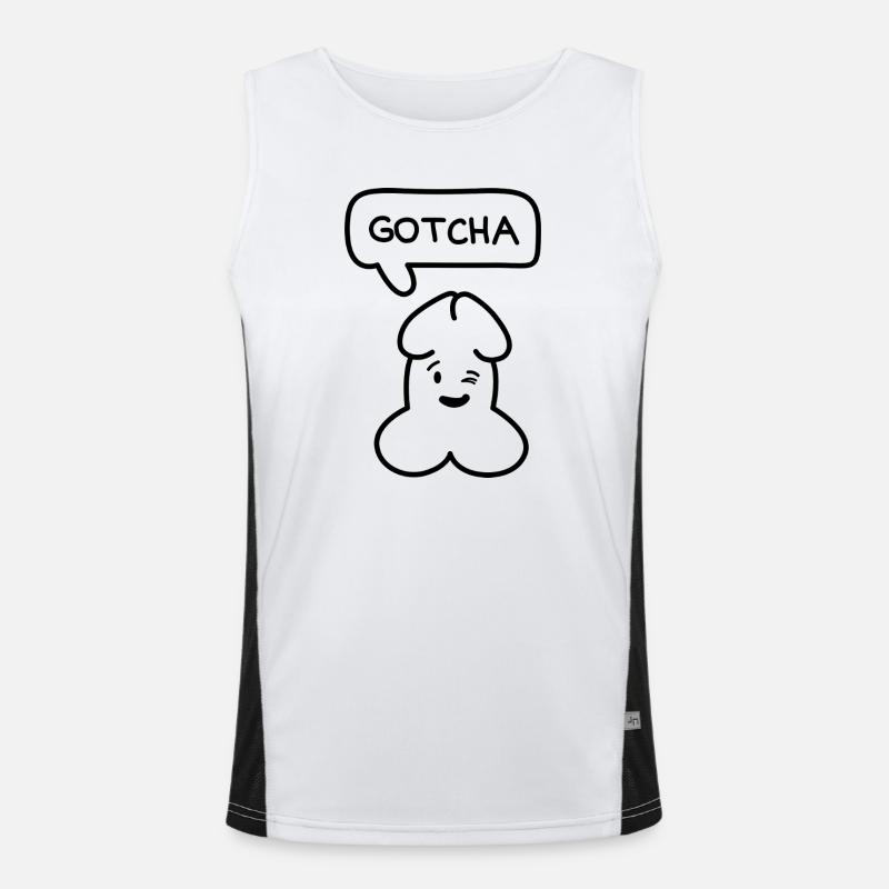 funny Junior 'Gotcha' emoticon Men's Functional Contrast Tank Top 