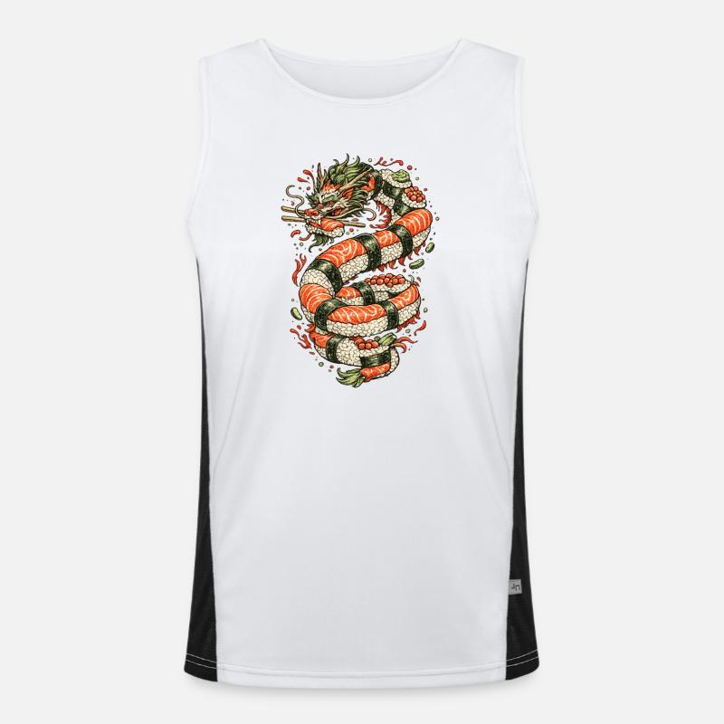 Drachen-Sushi-Spule Funktionelles Kontrast-Tank Top für Männer 