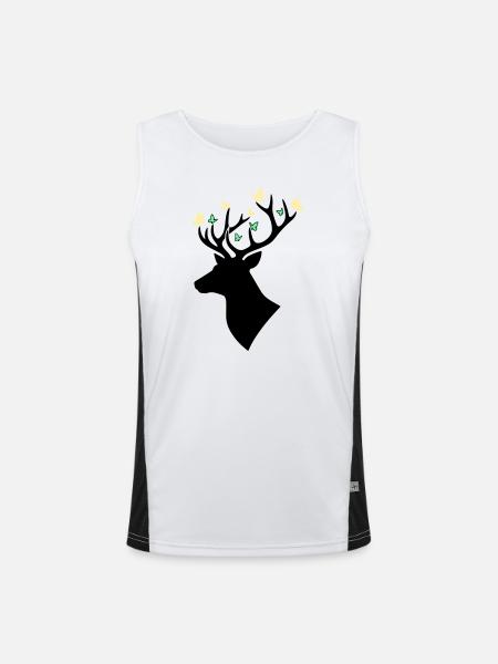 Hirschkopf Schmetterling Bunt - Funktionelles Kontrast-Tank Top für Männer  - Weiß/Schwarz