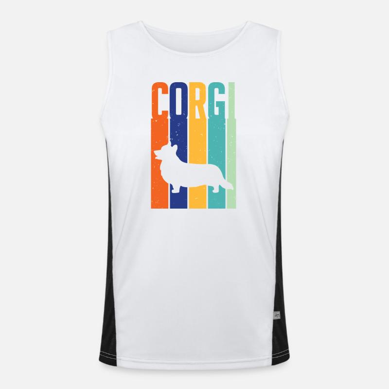 Corgi Retro Vintage Hund Lustiger Spruch Geschenk  Funktionelles Kontrast-Tank Top für Männer 