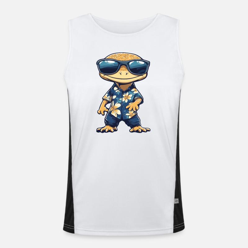 Lizard Comic Vacation - Men's Functional Contrast Tank Top  - white/black