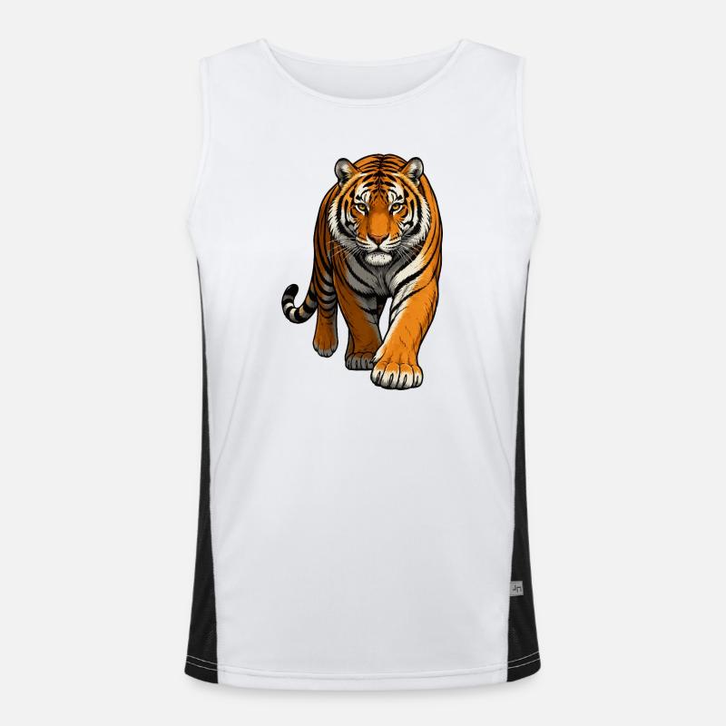 Tiger Illustration Men's Functional Contrast Tank Top 