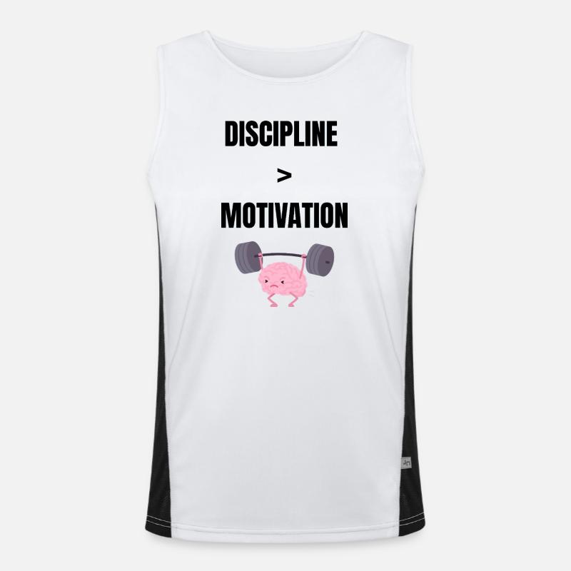 Discipline over motivation - Men's Functional Contrast Tank Top - white/black