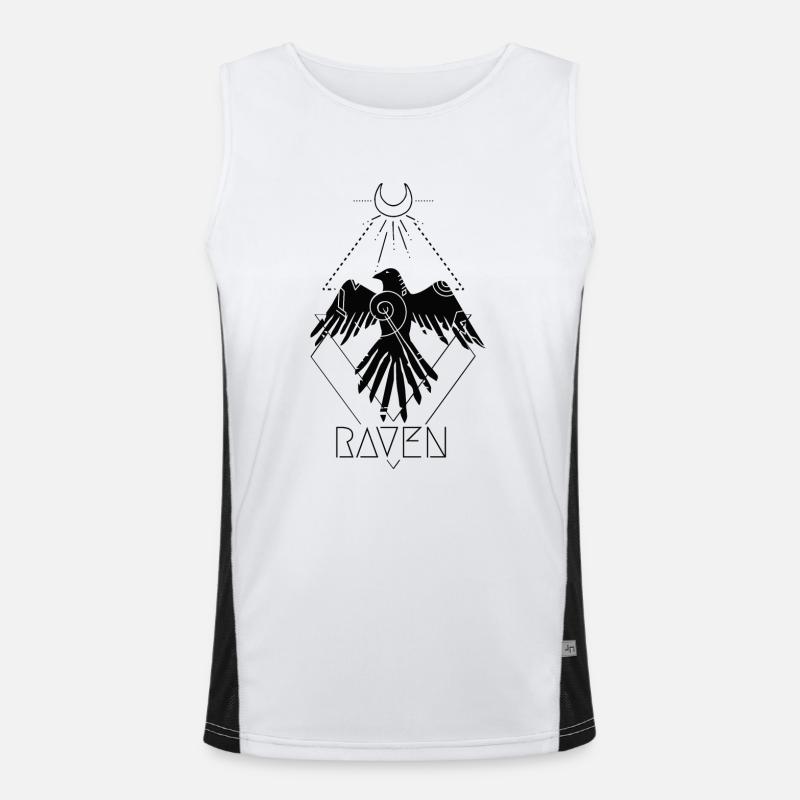 Raven Tattoo Design Moon Triangle Funktionelles Kontrast-Tank Top für Männer 