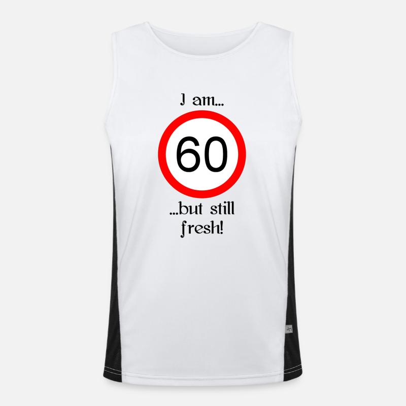 60 years but fresh script black Men's Functional Contrast Tank Top 