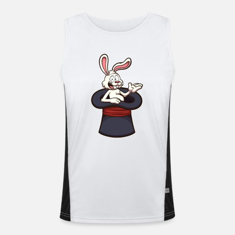 White Rabbit In Magician Hat Men's Functional Contrast Tank Top 
