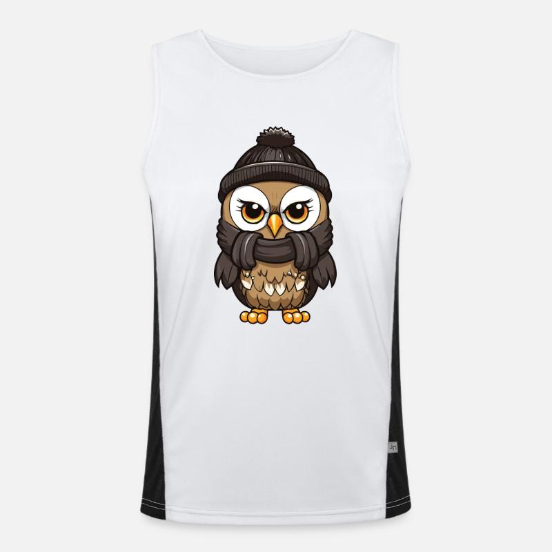 Eule Winter Cozy Comic Mütze Funktionelles Kontrast-Tank Top für Männer 