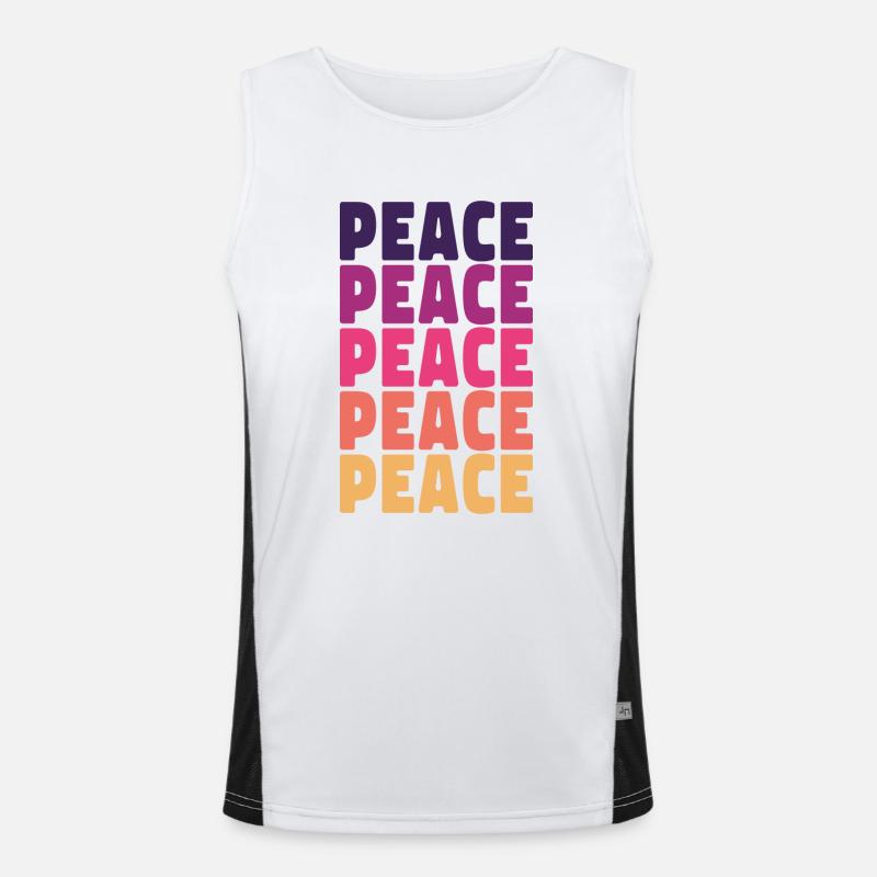 Regenbogen Frieden farbenfroh gegen Krieg Funktionelles Kontrast-Tank Top für Männer 