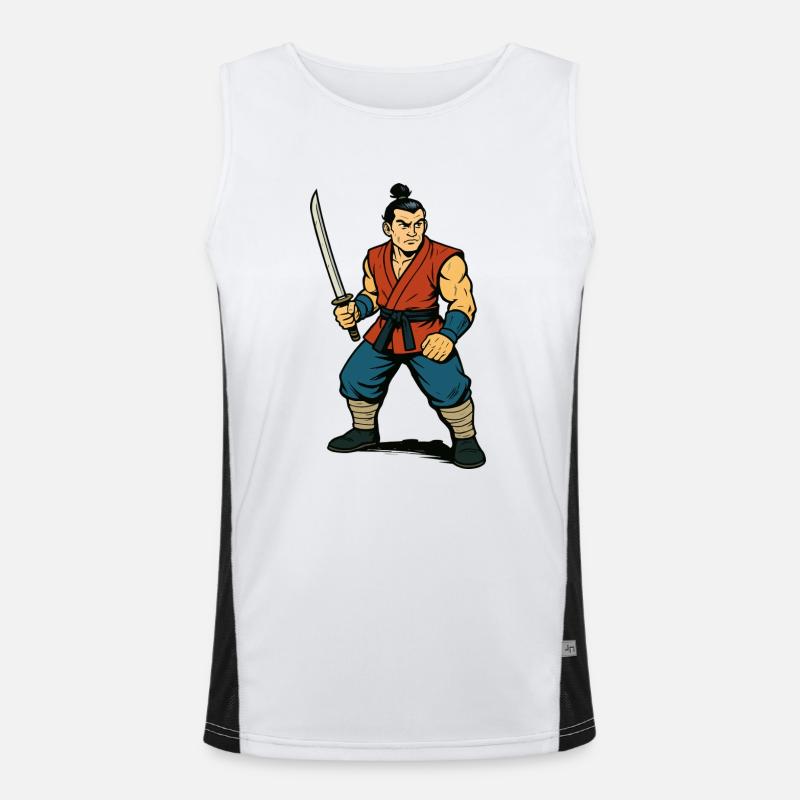 japan krieger samurai Funktionelles Kontrast-Tank Top für Männer 