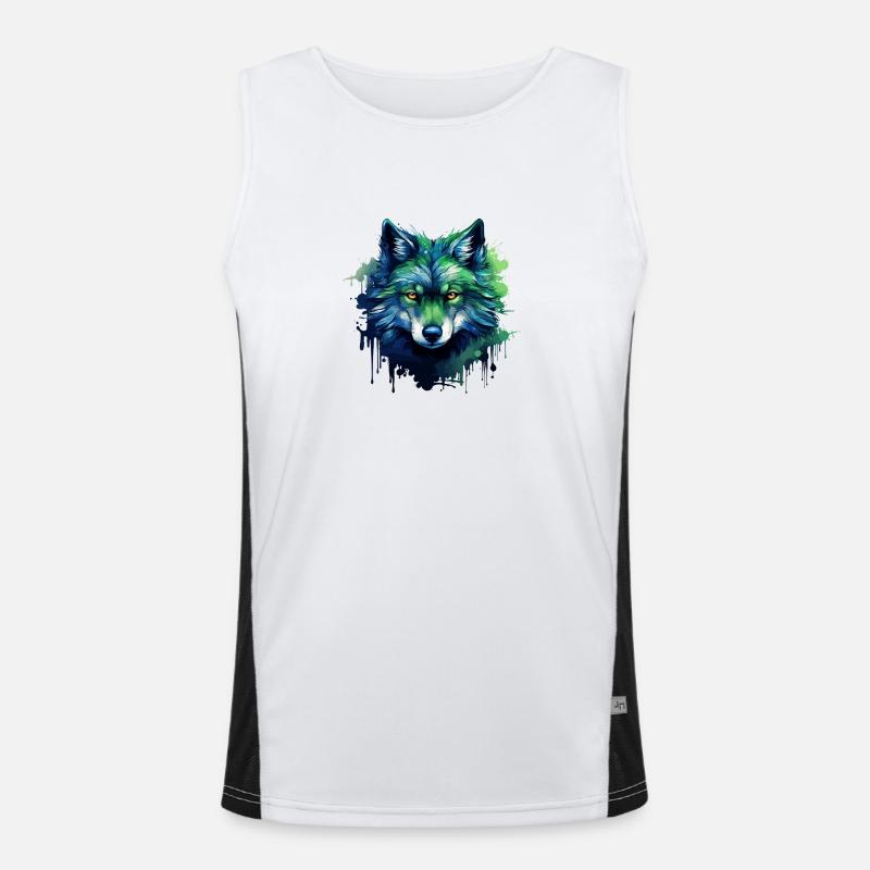 Blauer Wolf Funktionelles Kontrast-Tank Top für Männer 