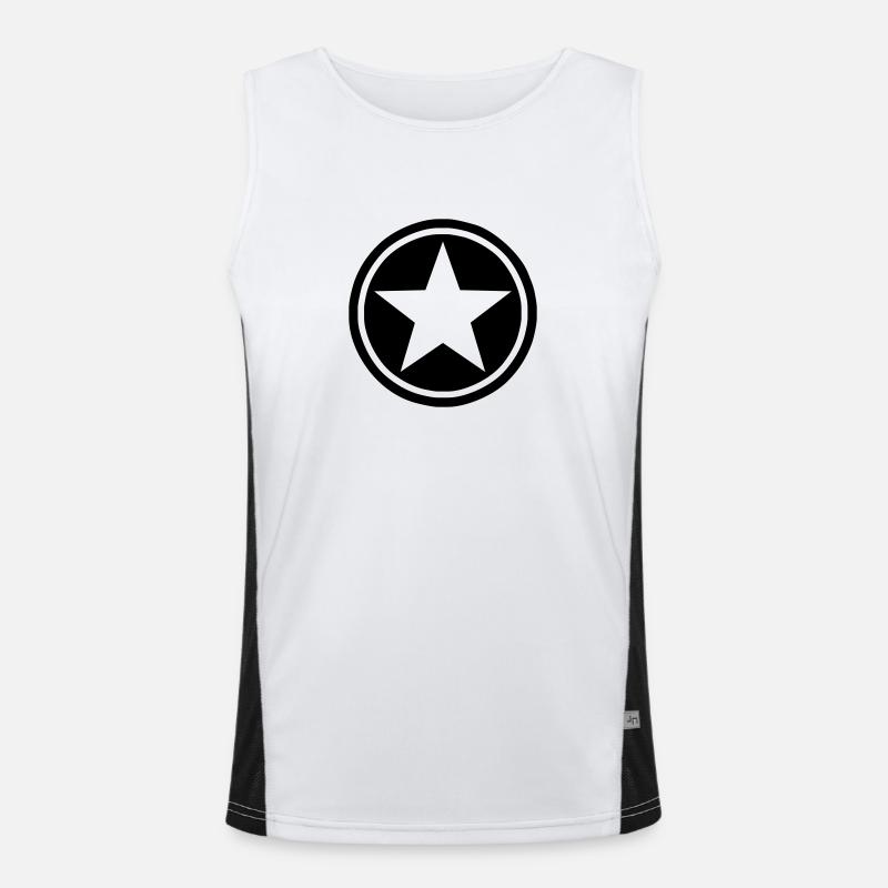 star - Men's Functional Contrast Tank Top  - white/black