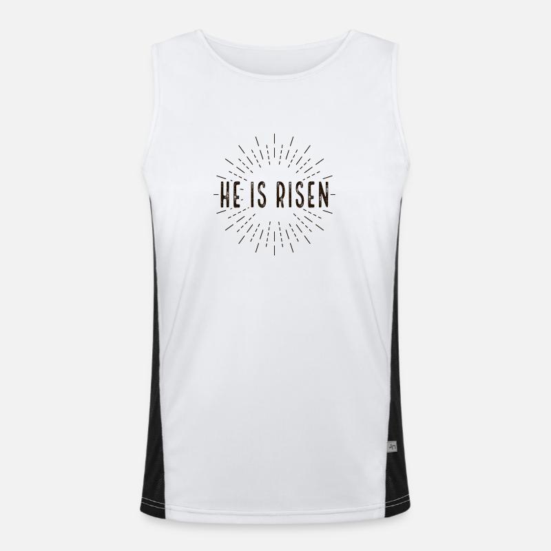 He is Risen Funktionelles Kontrast-Tank Top für Männer 