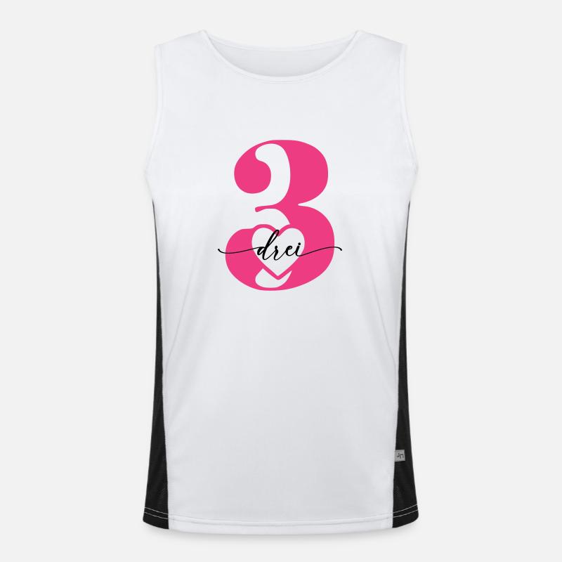 Digit Three 3 with Heart Men's Functional Contrast Tank Top 