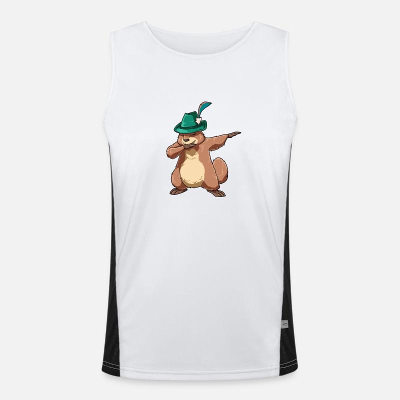 Dabbing Murmeltier Sieger Funktionelles Kontrast-Tank Top für Männer 