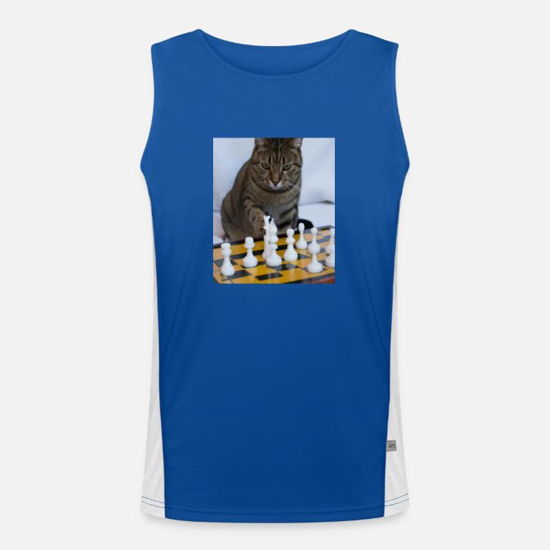 Cat plays chess Men's Functional Contrast Tank Top 
