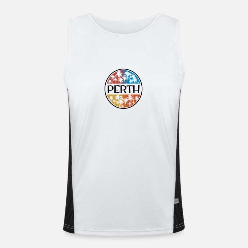 Perth Australien Palme Stilvoller Urlaub Funktionelles Kontrast-Tank Top für Männer 