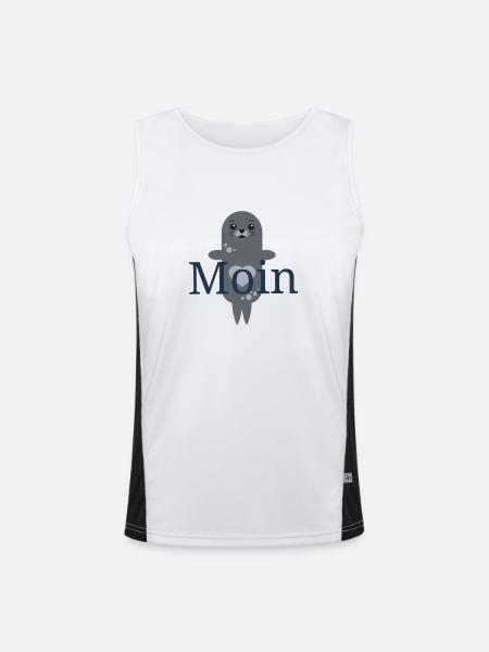 süße Robbe Moin - Funktionelles Kontrast-Tank Top für Männer  - Weiß/Schwarz - Vorne